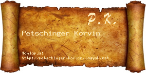 Petschinger Korvin névjegykártya